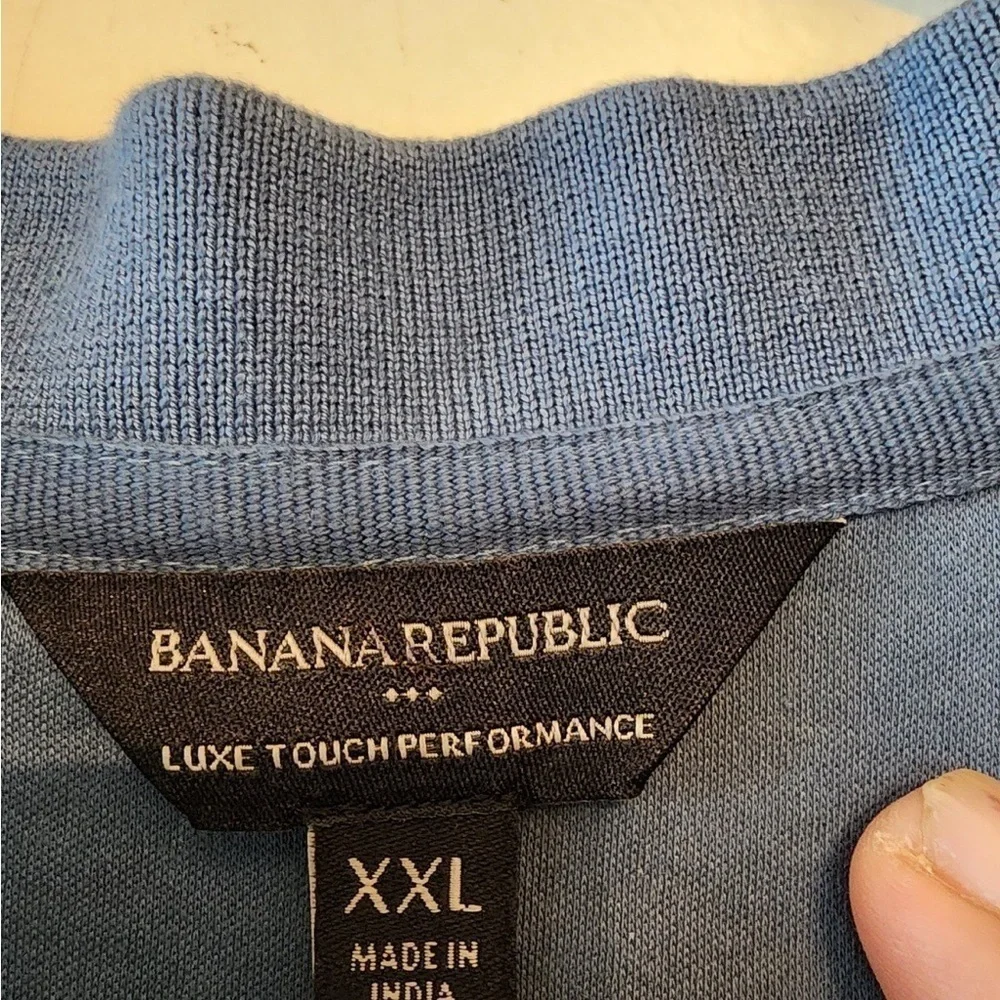 Banana Republic Luxury Touch Performance Blue Standard Fit Polo Shirt Size xxl
